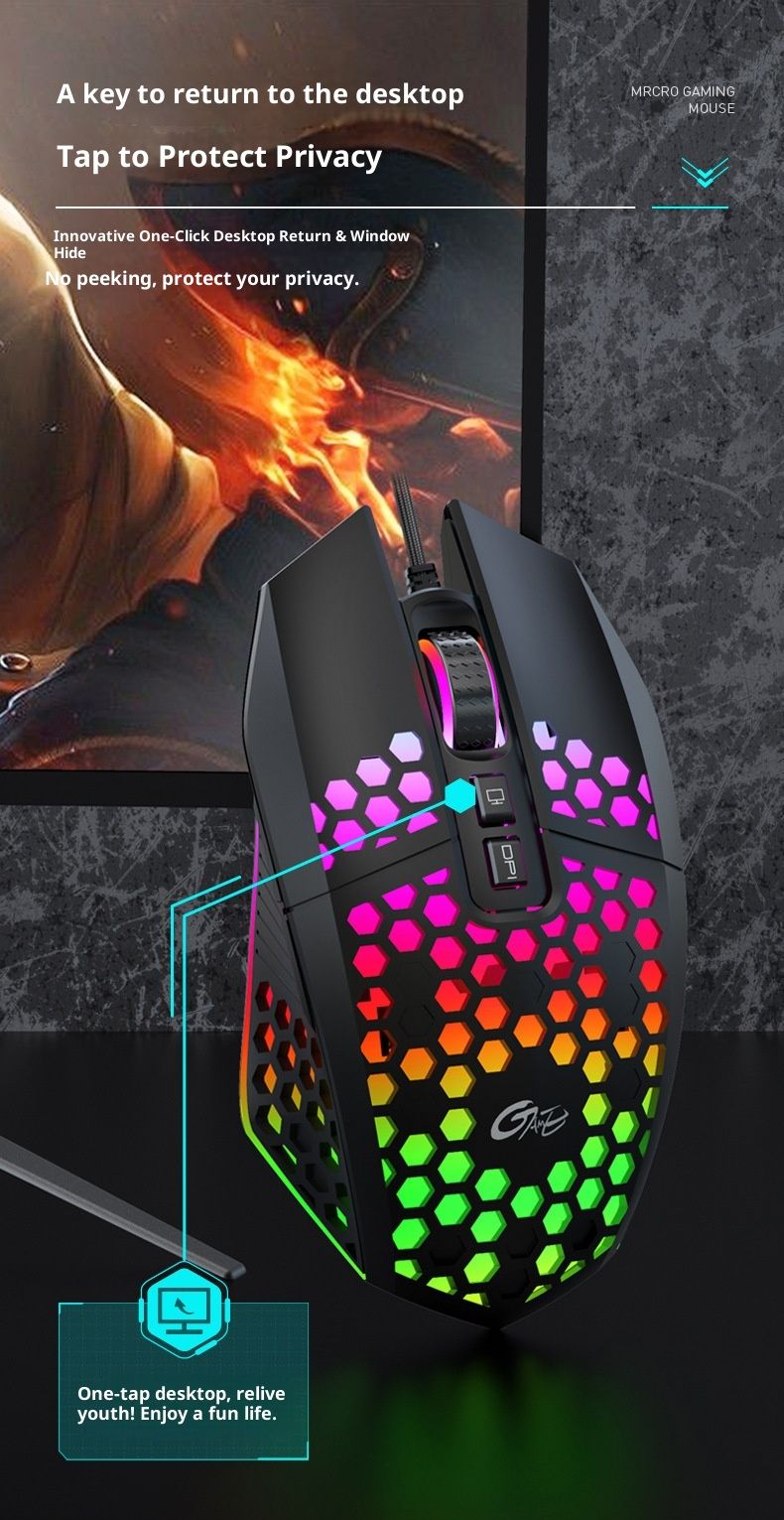 Digitex Digitex Huma X801 Wired Gaming RGB Lighting Computer Competition USB Mouse Cross-Border Trade_voghion.com