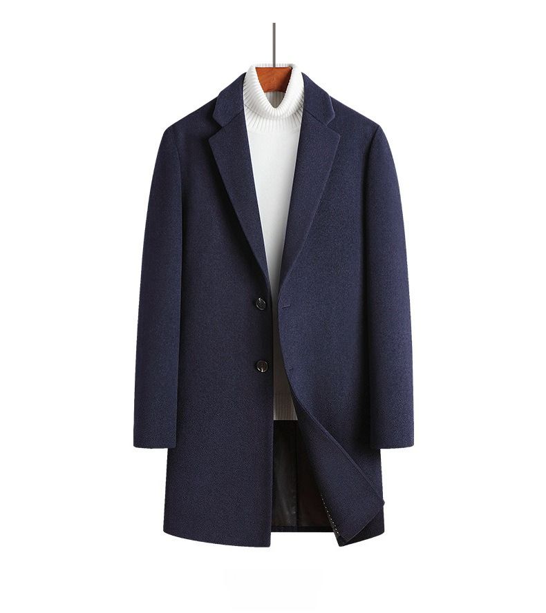 Cappotto classico di lana Sqilong da uomo, di media e lunga lunghezza, casual invernale da giovane, in lana e nylon, soprabito da uomo_voghion.com