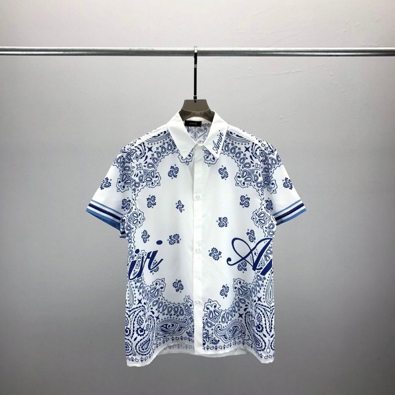 Fashionable AM short sleeved shirt set with starry sky letters printed all over letters, unisex cardigan_voghion.com