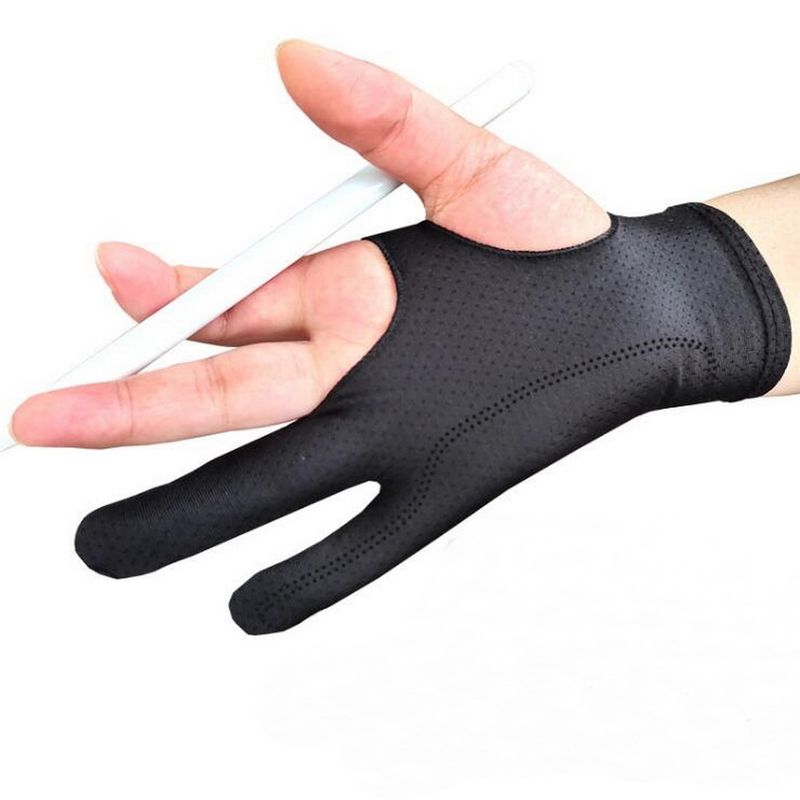 1PC Artist Glove Any Graphics Table 2 Finger Anti-Fouling Both For Right And Left Hand Black Drawing Gloves_voghion.com