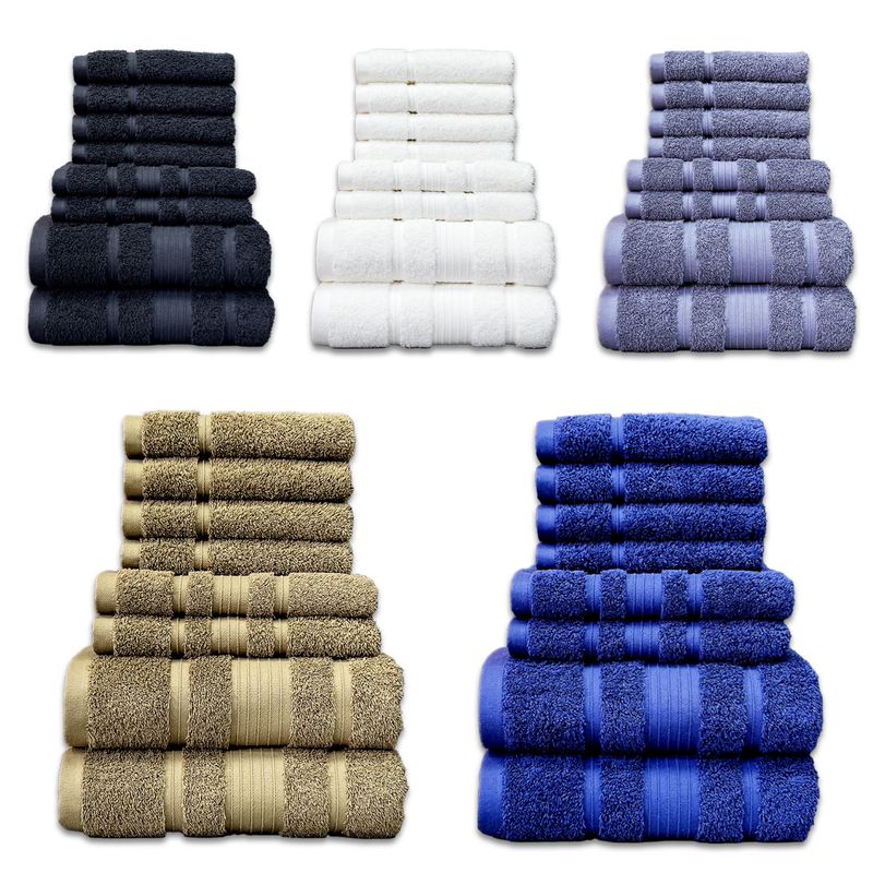 Premium 100% Cotton Towel Set 8-Piece Bath Face Towel Bundle Ultra Soft Absorbent_voghion.com