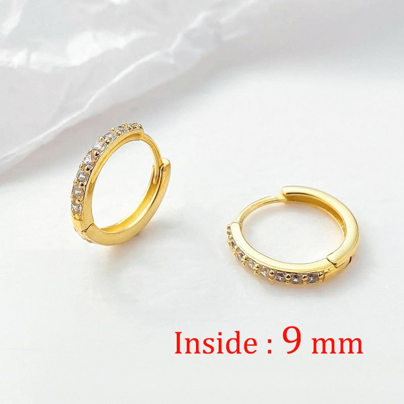 2 pezzi orecchini a cerchio in acciaio inossidabile con zirconi e cristalli minimali color oro e argento, piccoli orecchini a cerchio per cartilagine, gioielli da piercing_voghion.com