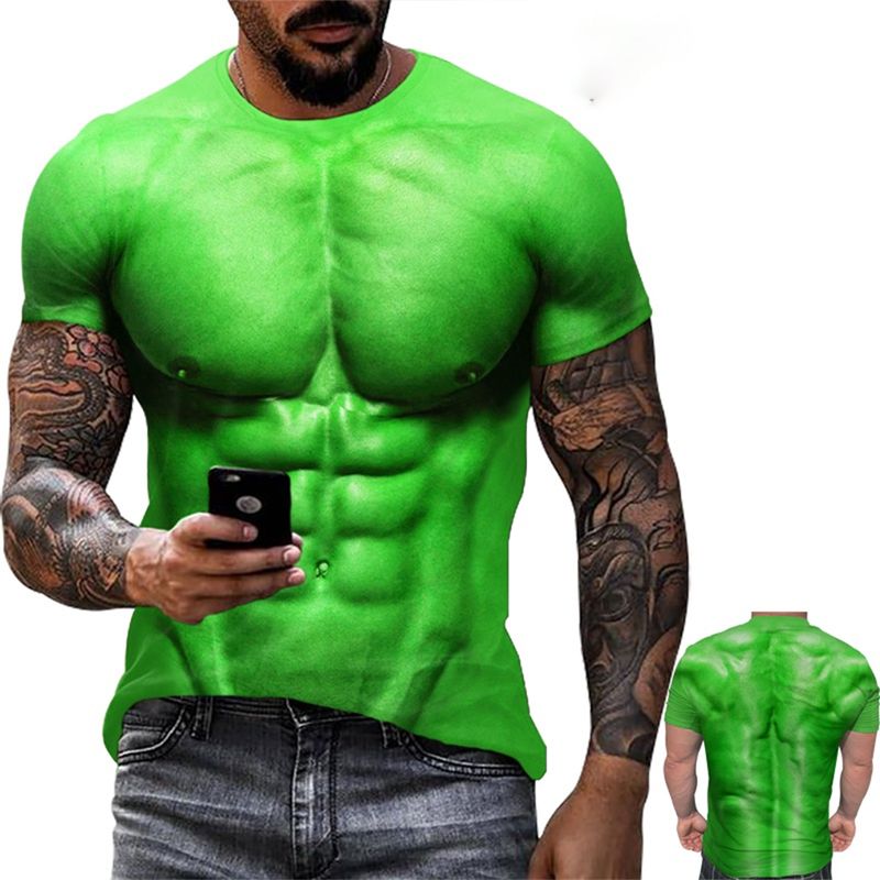 Summer Fashion Trend Fun 3D Printed Muscle Print Pattern T-shirt Casual And Comfortable Short Sleeved T-shirt_voghion.com