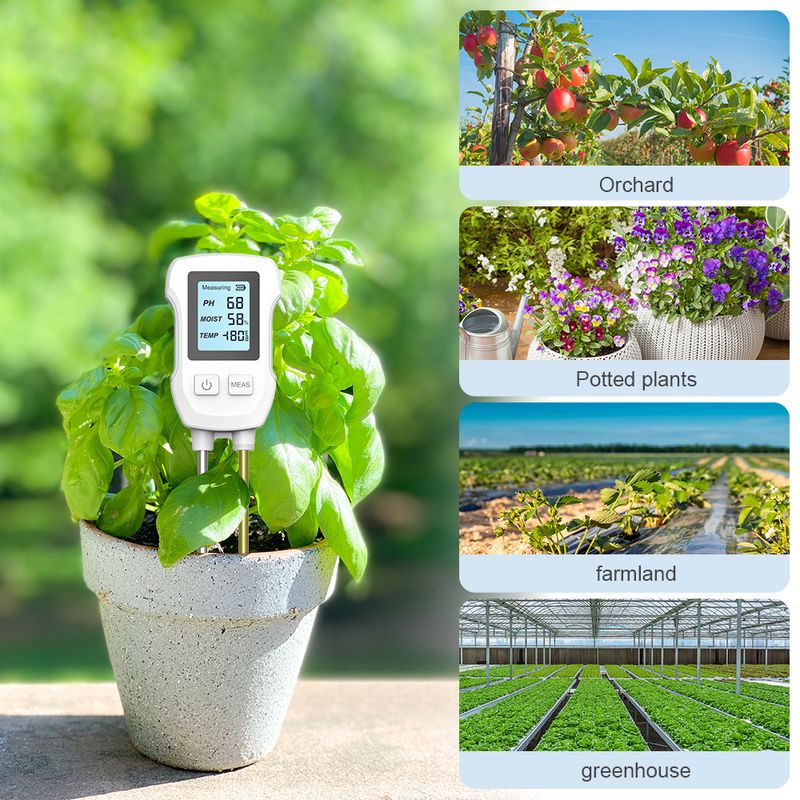 KKMOON 3in1 Boden-PH-Tester LCD-Bildschirm Bodenthermometer PH Temperatur Feuchtigkeitsmessgerät Blumenpflanze Topfpflanzen Bodentester_voghion.com