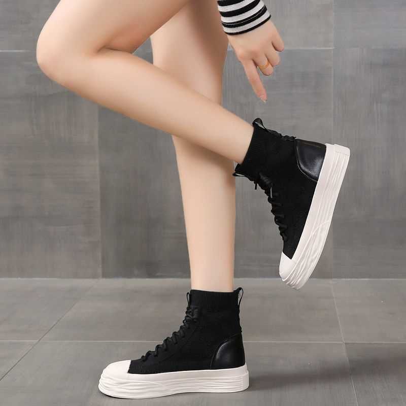 Italienische Ausverkauf Echtleder High Top Sockenschuhe Damenstiefel_voghion.com