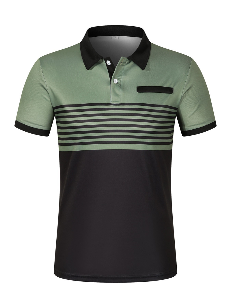 New Summer Men Casual Short Sleeve Lapel Business Polo Shirt 3D Digital Print Stripe Polo Shirt Sport Button Pullover Tops_voghion.com