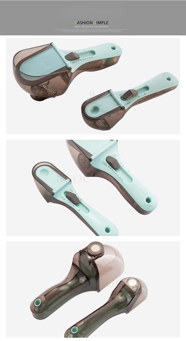Baking Kitchen Tool Plastic Graduated Adjustable Measuring Spoon Set_voghion.com