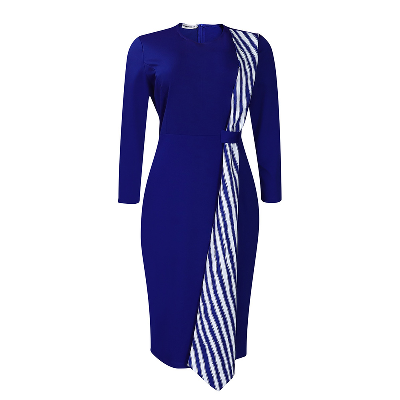 D442 Plus Size Women's Fashion 2023 New Stylish Bodycon Slimming Round Neck Pencil Dress_voghion.com