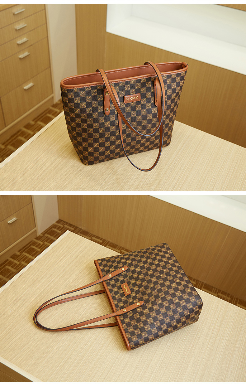 2023 Nieuwe Goede Vrouwen Retro Europese En Amerikaanse Grote Capaciteit Draagtas Dambord Eenvoudige Leisure Commuter Bag Moeder Tas_voghion.com
