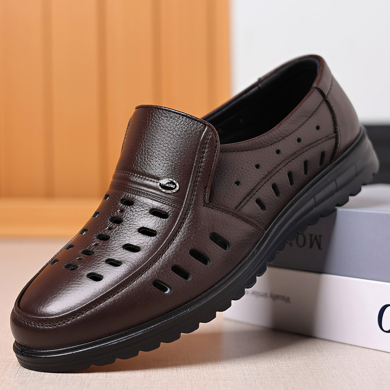Leather Genuine Leather, Business Attire Men, Middle-aged, Soft Soled, Cowhide, Dad Shoes, Autumn And Winter, With Added_voghion.com