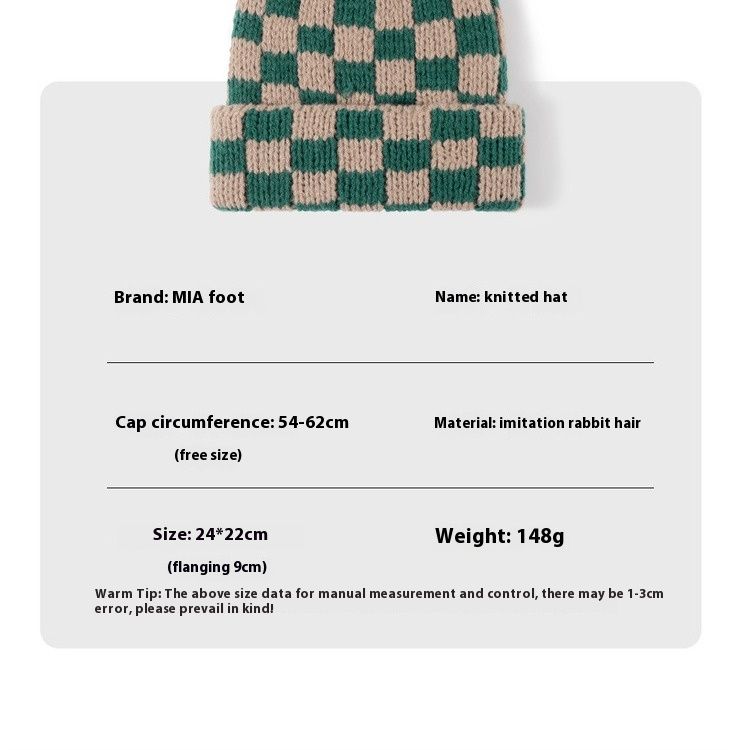 New Autumn And Winter Plaid Woolen Hat For Women Versatile And Fashionable Cold Hat Warm Knitted Hat Christmas Gift_voghion.com