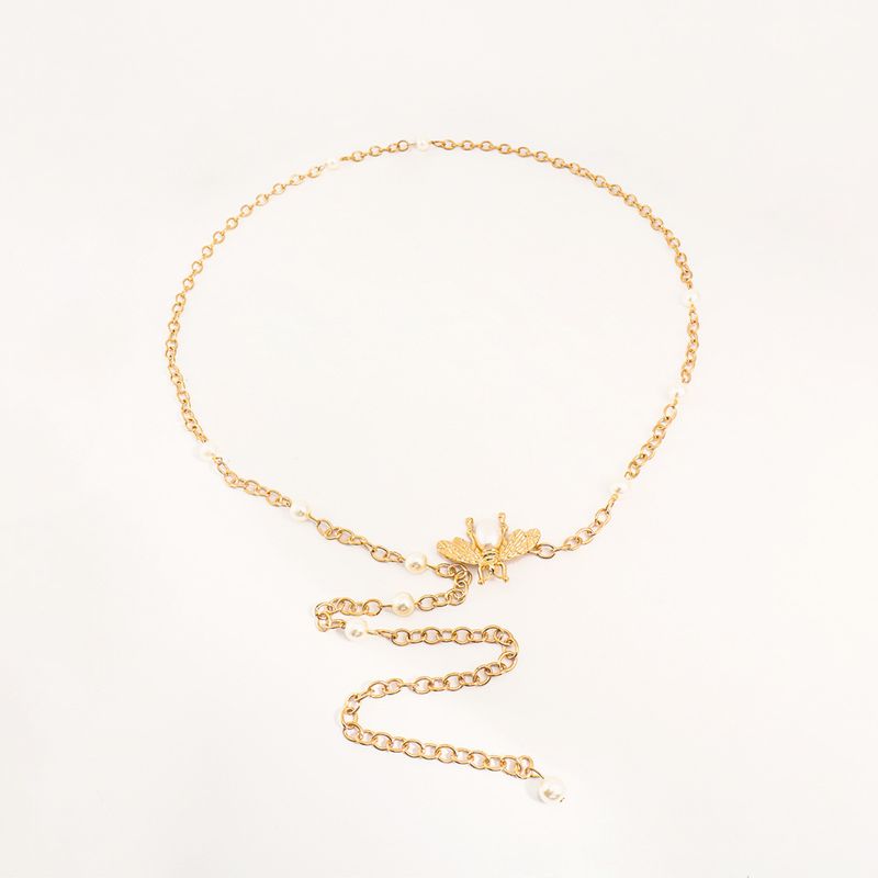 HEIßER Metallperle Dekoratives Hemd zum Binden, handgefertigt, gewebte Kette, Blumenmuschel, personalisierter goldener Damengürtel_voghion.com