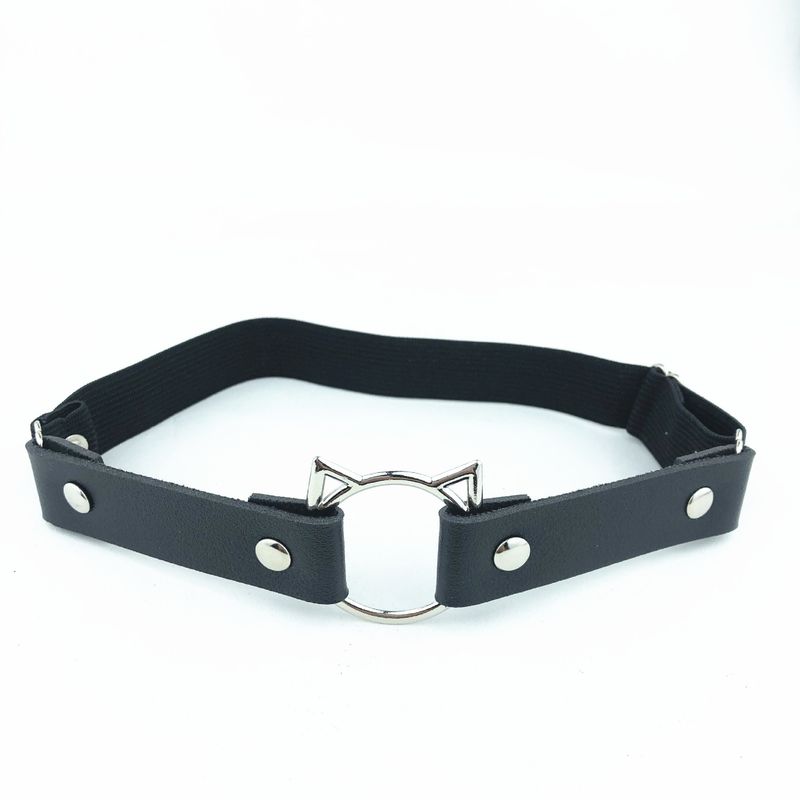 Punk Bein Harajuku PU Katze Kopf Nieten Sexy Leistung Trendy Zubehör Fuß Ringe Strumpfband Strümpfe_voghion.com
