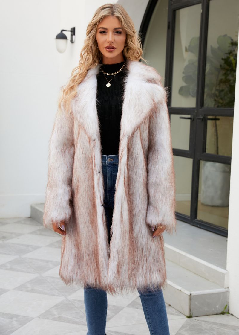 Women's Clothing Faux Fur Coat Artificial Fur Coat Imitation Fox Fur Coat Suit Collar Coat_voghion.com
