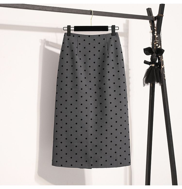 Gonna a tubino sottile in lana a vita alta da donna, per ragazze grasse, a mezza lunghezza, per la riduzione dell'età, autunno e inverno_voghion.com