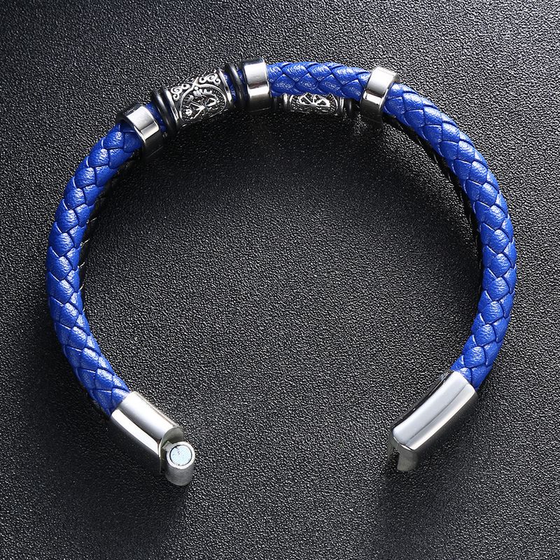 Nuovo braccialetto da uomo in acciaio inossidabile con chiusura magnetica incisa al laser, stile hip-hop rock_voghion.com