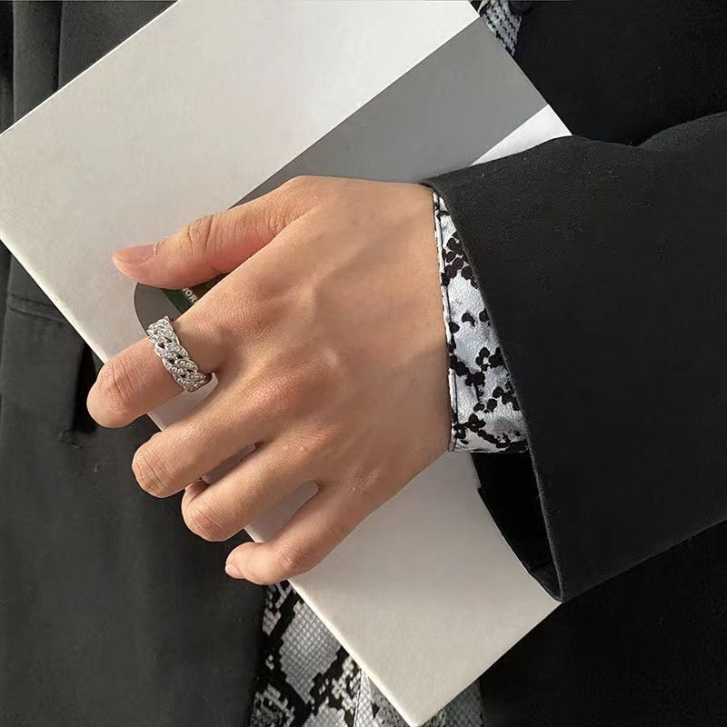 Anello a dito chiuso con diamanti, stile hip-hop, minimalista, alla moda, con catena cubana intarsiata, per uomo e donna._voghion.com