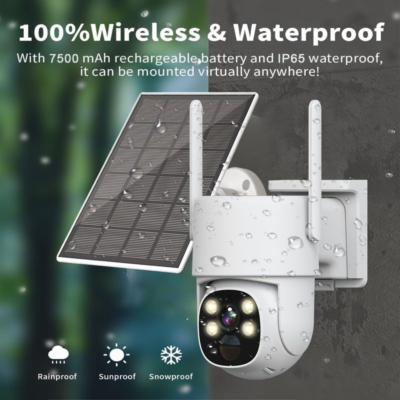 1440P Wifi päikeseenergial töötav turvakaamera kahesuunalise heli, PIR-liikumistuvastuse, 4MP täisvärvilise öise nägemisega, IP65 veekindla, häirerakenduse teavitusega_voghion.com