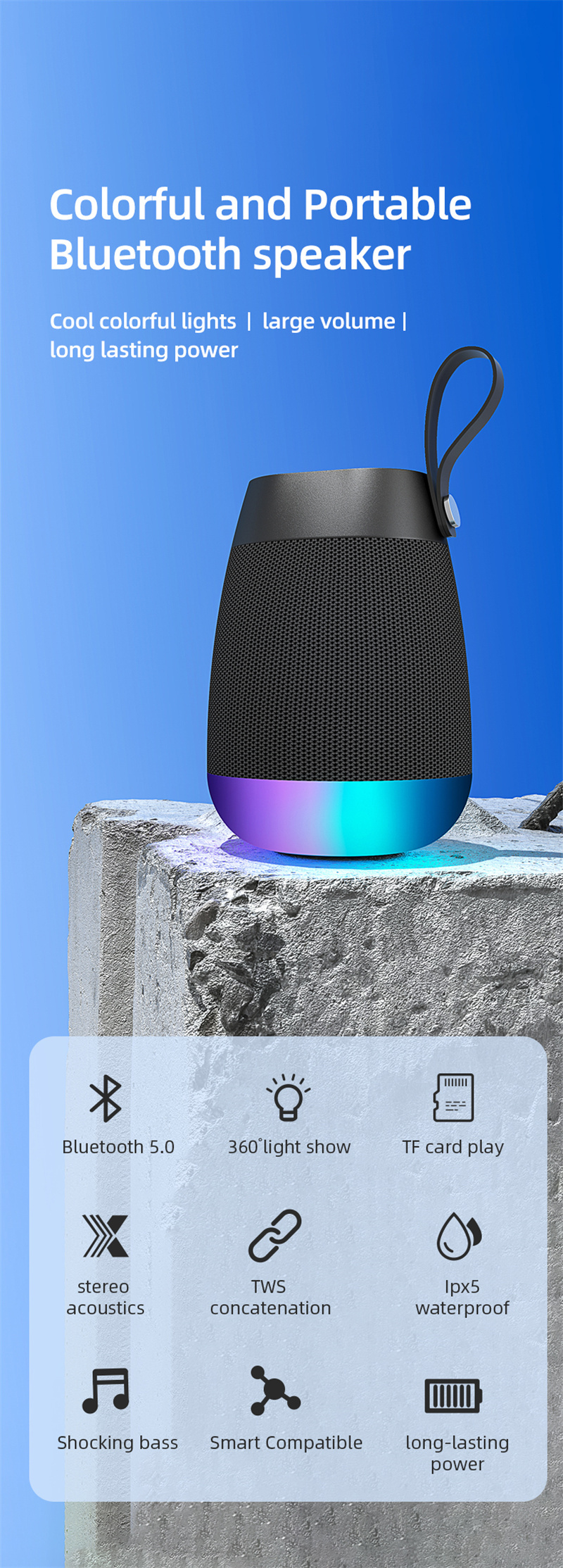 Wireless New EBS Bluetooth Speaker Night Light Supports TF Card Playing TWS Multiple Series Stereo Eff_voghion.com
