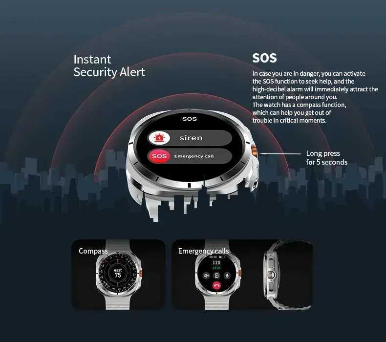 2025 NEUE Ultra GPS NFC Smart Smartwatch für Samsung Galaxy mit Kompass und Temperaturanzeige für Outdoor-Sportarten, Herren, AMOLED-Display, verbesserte Version 7_voghion.com