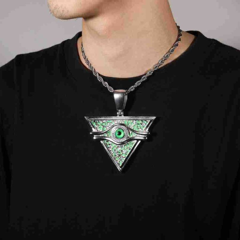 Męska biżuteria Hip Hop Game King Millennium Building Block wisiorek kropla oleju wykwintny naszyjnik z wysokiej jakości geometrycznej biżuterii_voghion.com