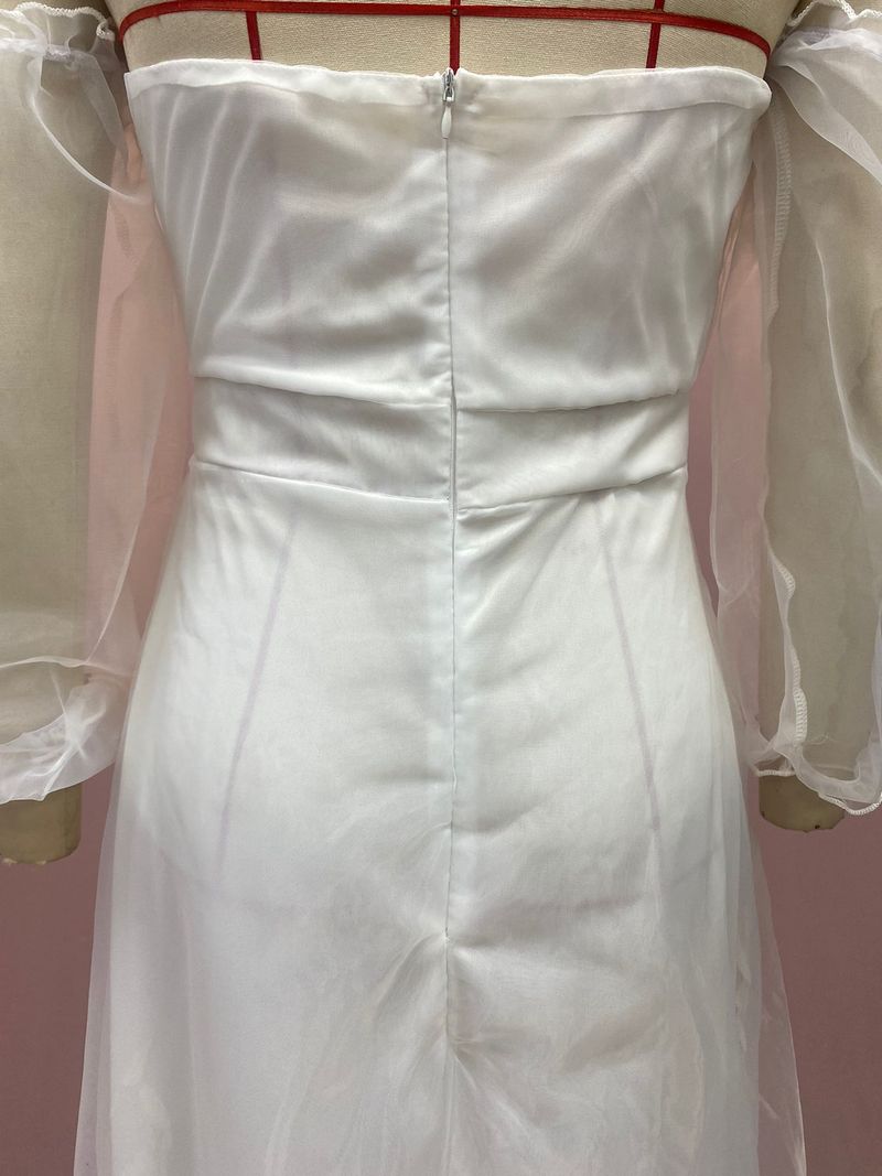 2025 Summer New Women's Long Sleeve Banquet With Medium Waist Chiffon Sexy Dress_voghion.com