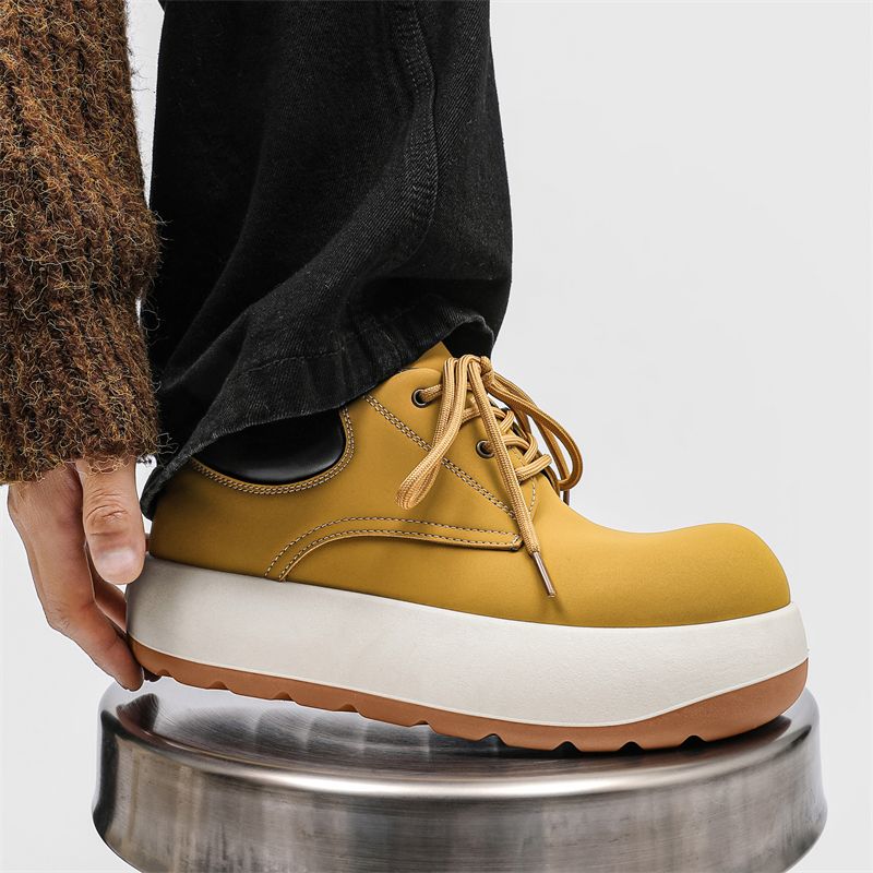 Nouvelles chaussures de printemps en cuir pour hommes, bottes Martin montantes rehaussantes pour hommes_voghion.com