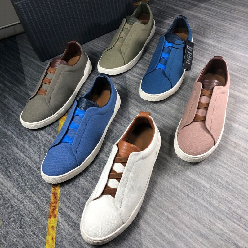 Z Brand Cross Elastic Band Sneakers White Men's Genuine Leather Lazy Slip-On Casual Shoes_voghion.com