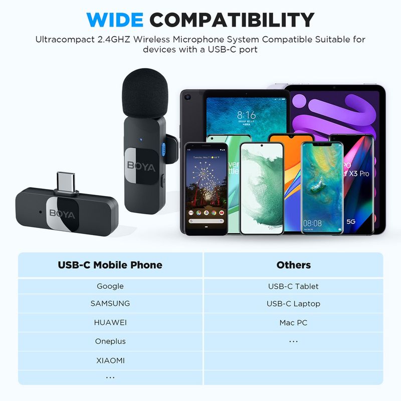 BOYA BY-V Professional Wireless Lavalier Mini Microphone for iPhone iPad Android Live Broadcast Gaming Recording_voghion.com