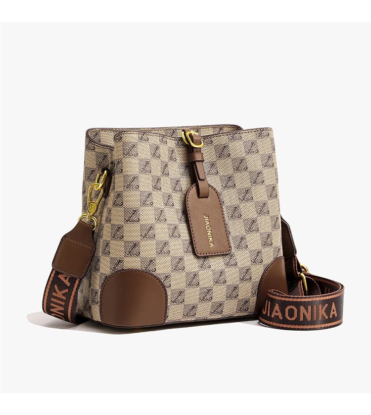 Women's Crossbody Bag Large Capacity PU Leather Printed Letter Shoulder Bag With Wide Strap For Daily Use_voghion.com