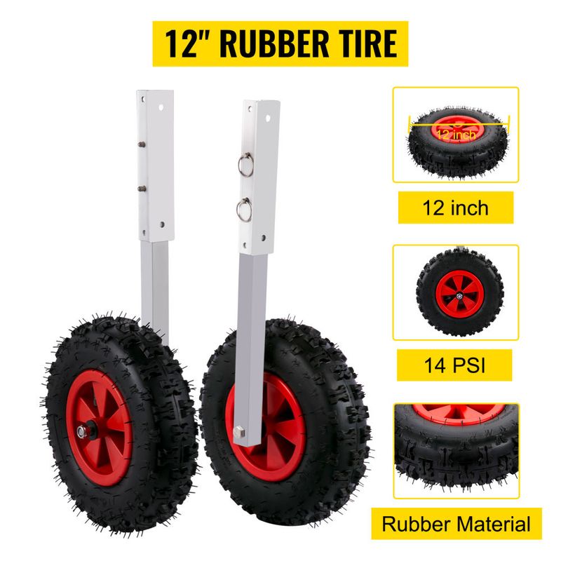 VEVOR Boat Launching Wheels, 12" Boat Transom Launching Wheel, 600 LBS Loading Capacity Inflatable Boat Launch Wheels, Aluminium Alloy Transom Launchi_voghion.com