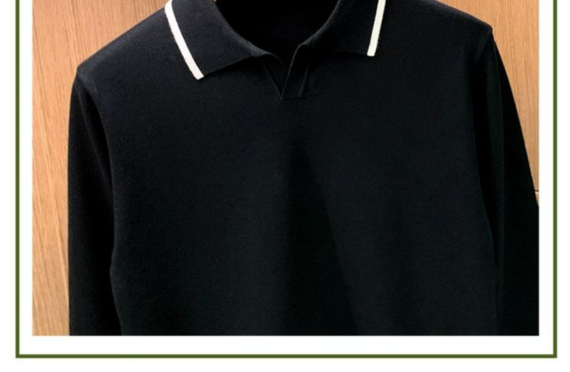 Minimally Casual Men's Clothing High-end Feel Rugged Handsome Style. Knitted Sweater For Autumn, Top With A Collar And_voghion.com