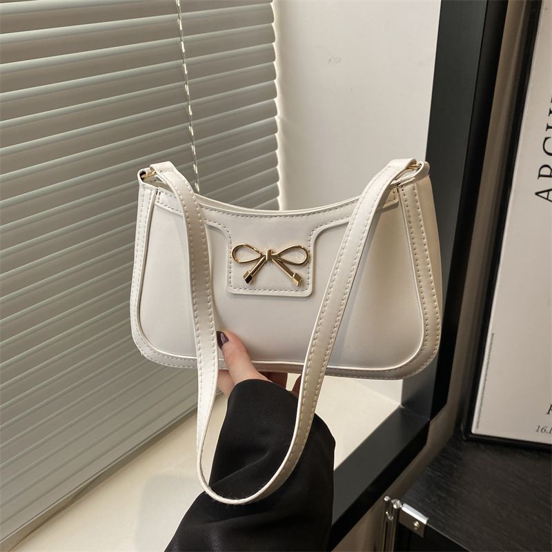 Elegante halbmondförmige Unterarm-Umhängetasche für Damen, schicke Freizeitmode, einfarbige Unterarmtasche_voghion.com