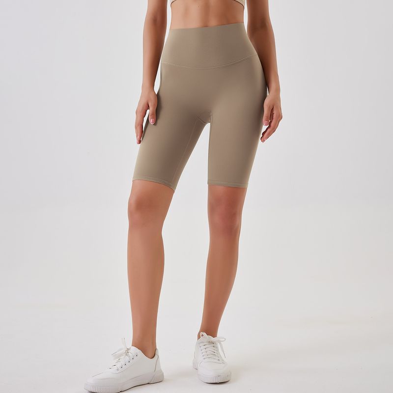 Women's Clothing double-sided brushed yoga shorts without embarrassing lines, buttocks lifting and abdominal control sports running fitness pants_voghion.com