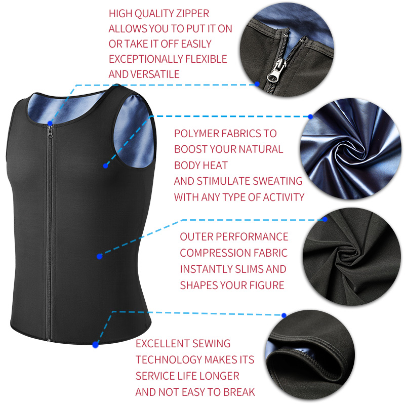 Gilet da uomo per allenamento per la perdita di peso Corsetto in neoprene caldo Body Shaper COMFREE Cerniera Sauna Canotta Allenamento S_voghion.com