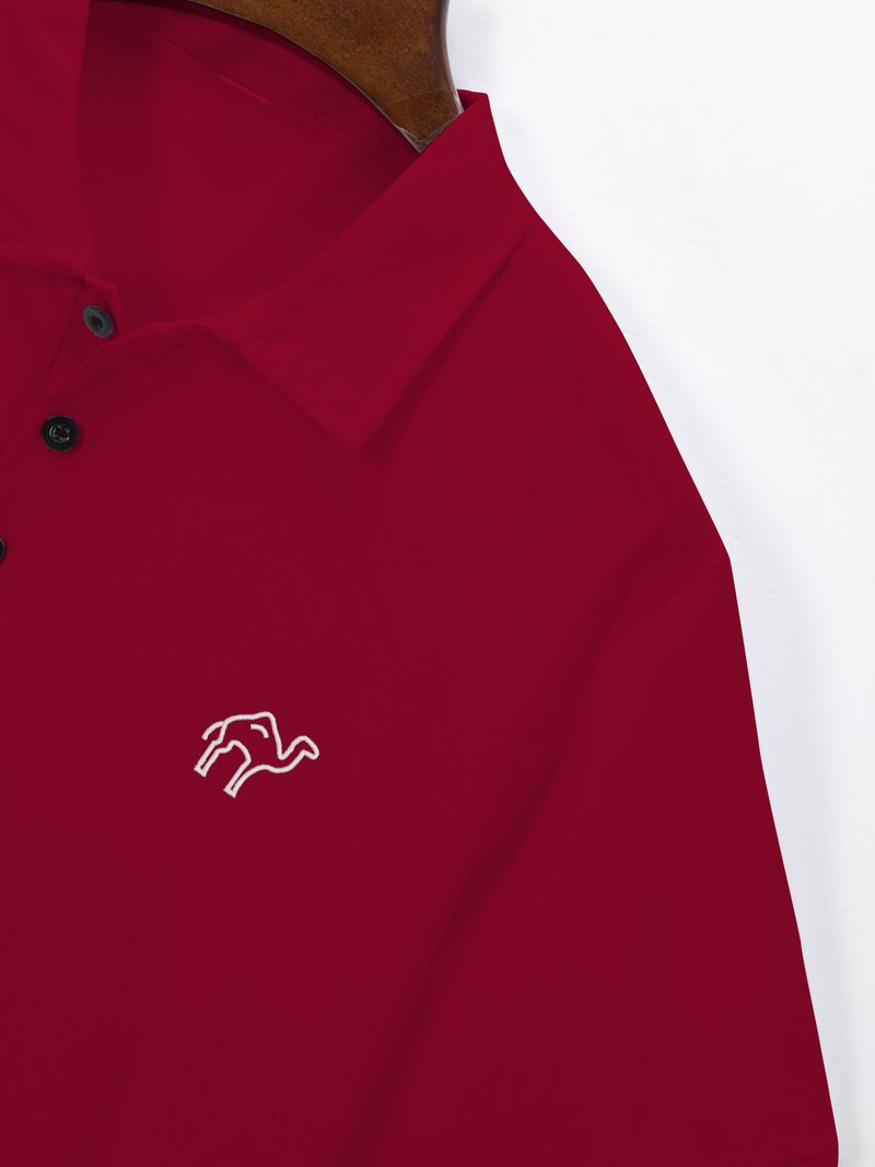 Herrenbekleidung Business-Hemd mit Revers und kurzen Ärmeln und Kamelstickerei Business Casual Daily Tops_voghion.com