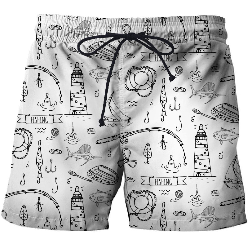 3D printed Fish and Beach Men's Swimming trunks Swimsuit Shorts Beach Men's swimming trunks Surfing 2023_voghion.com
