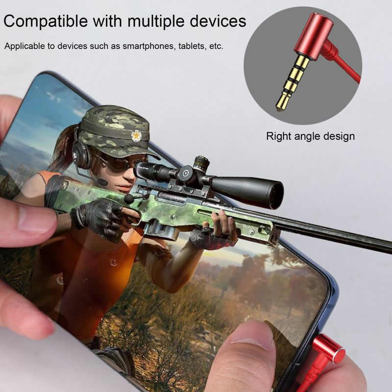 Wired Ergonomic Dual Microphone Stereo Universal L-Shaped Plug Metal Earphone for Gaming_voghion.com