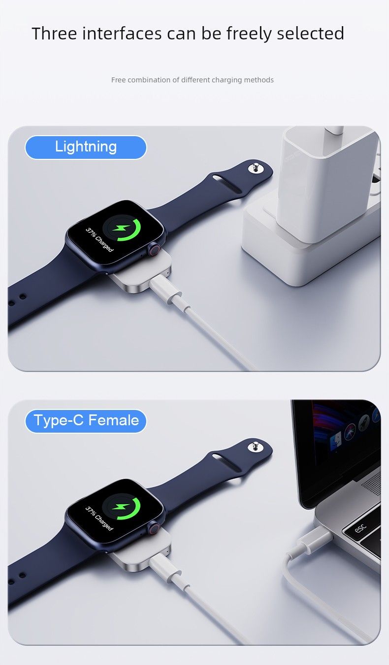 Applicable To Iphone IphoneWatch Watch Charger Lighing Interface IWatch Wireless Magnetic Fast Head Type-c Charging Cable_voghion.com