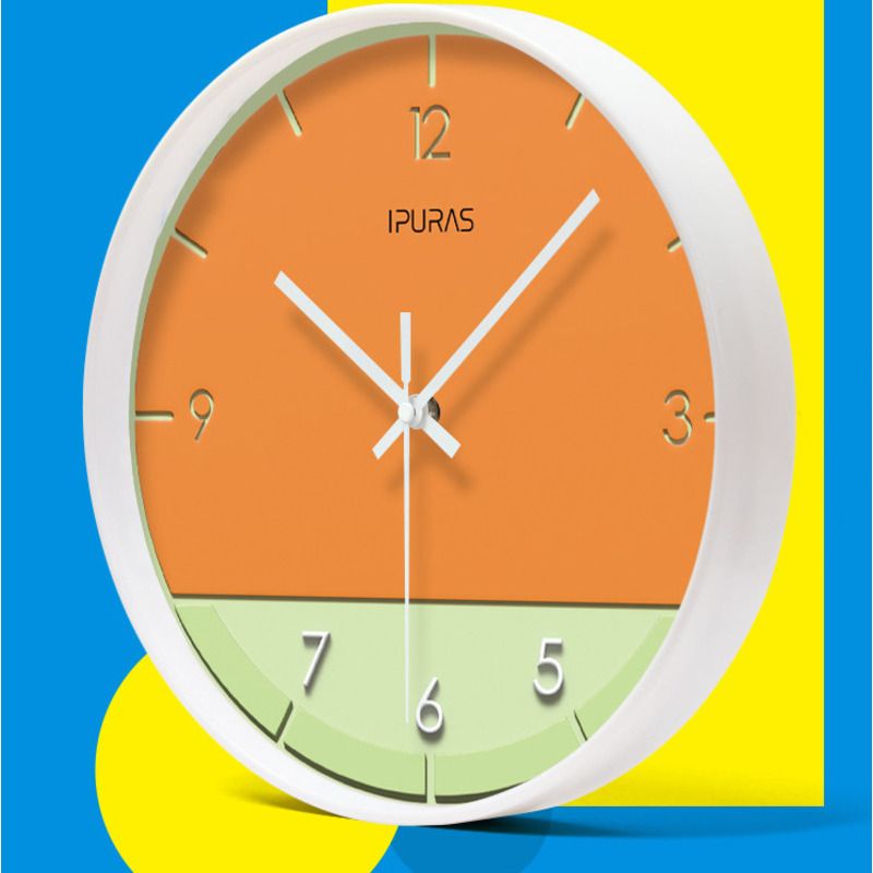 Yipula 7052 Simple Modern Wall Round Plastic Battery Scanning Silent Bedroom Nordic Clock_voghion.com