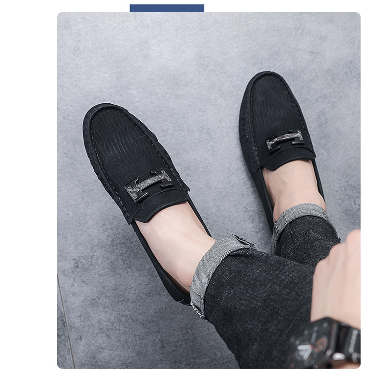 Moški čevlji 2023 novi stil udobni in zračni mokasini z okroglim prstom v obliki črke H, modni fižolovi čevlji za prosti čas moški leni čevlji_voghion.com