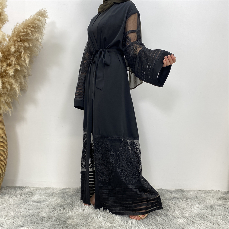 Damenmode-Cardigan-Stickerei-Gaze-Robenkleid_voghion.com