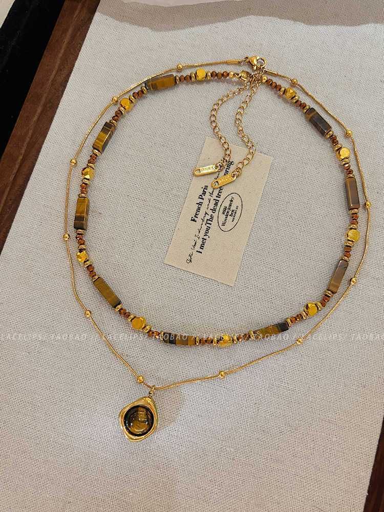 Cocoa Alcohol~ Beaded Necklace Women's Maillard Stacked Sweater Chain Premium Neck Chain Accessories_voghion.com