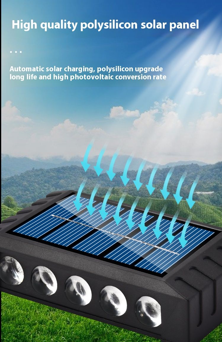 Luminária de parede solar 4/6/8/10 LEDs, iluminação para áreas externas, à prova d'água, para cima e para baixo, iluminação luminosa, para jardim e paisagem_voghion.com