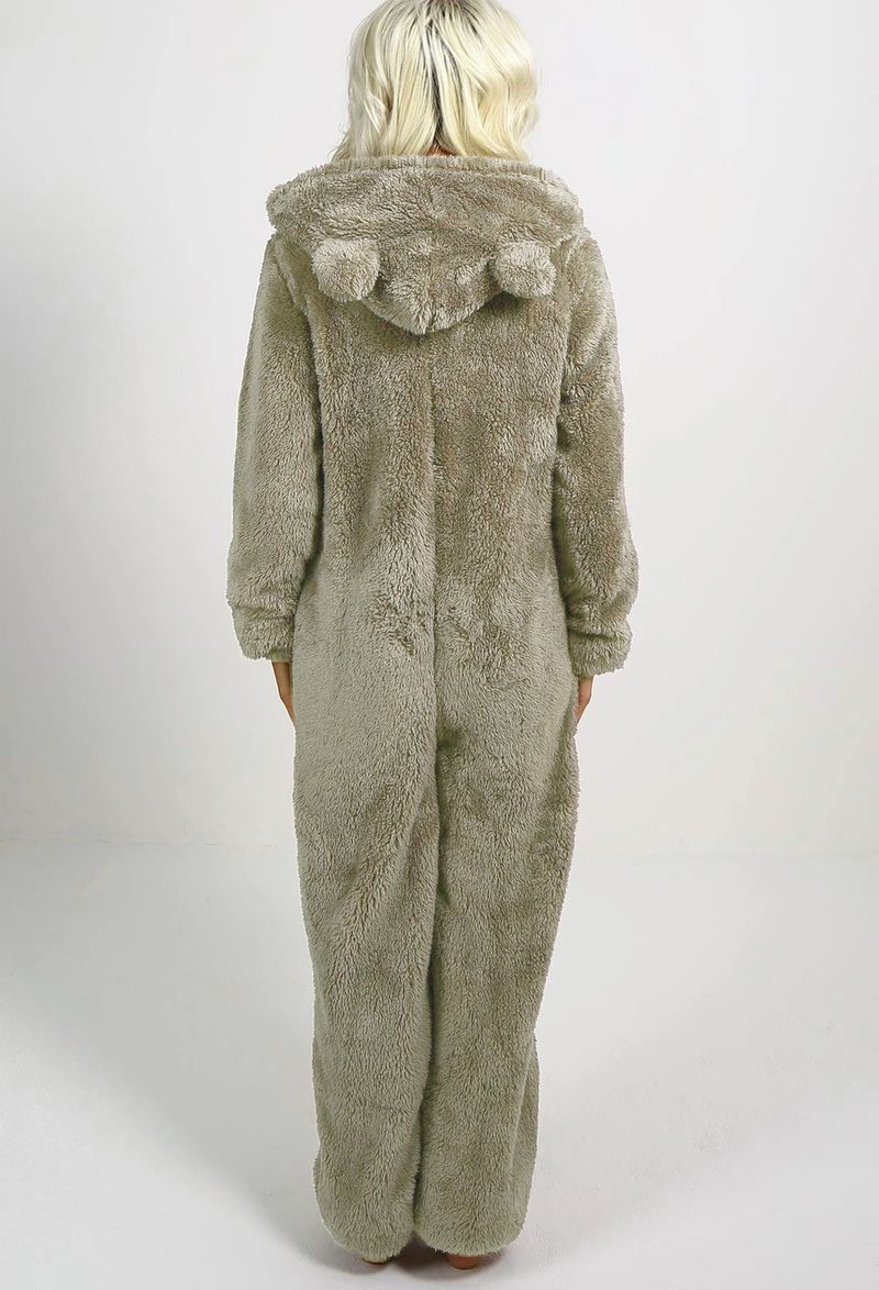 Damenbekleidung, gemütlicher Fleece-Overall mit Kapuze – warme lange Winterhose für Damen, hohe Elastizität, Übergröße erhältlich, lässiges einteiliges Outfit_voghion.com