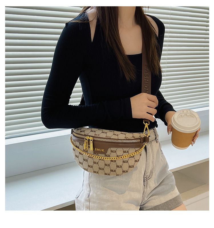 Borsa a mano di alta qualità 2024 Inverno Nuovo da donna alla moda casual in tela con tracolla a catena larga diagonale versatile_voghion.com