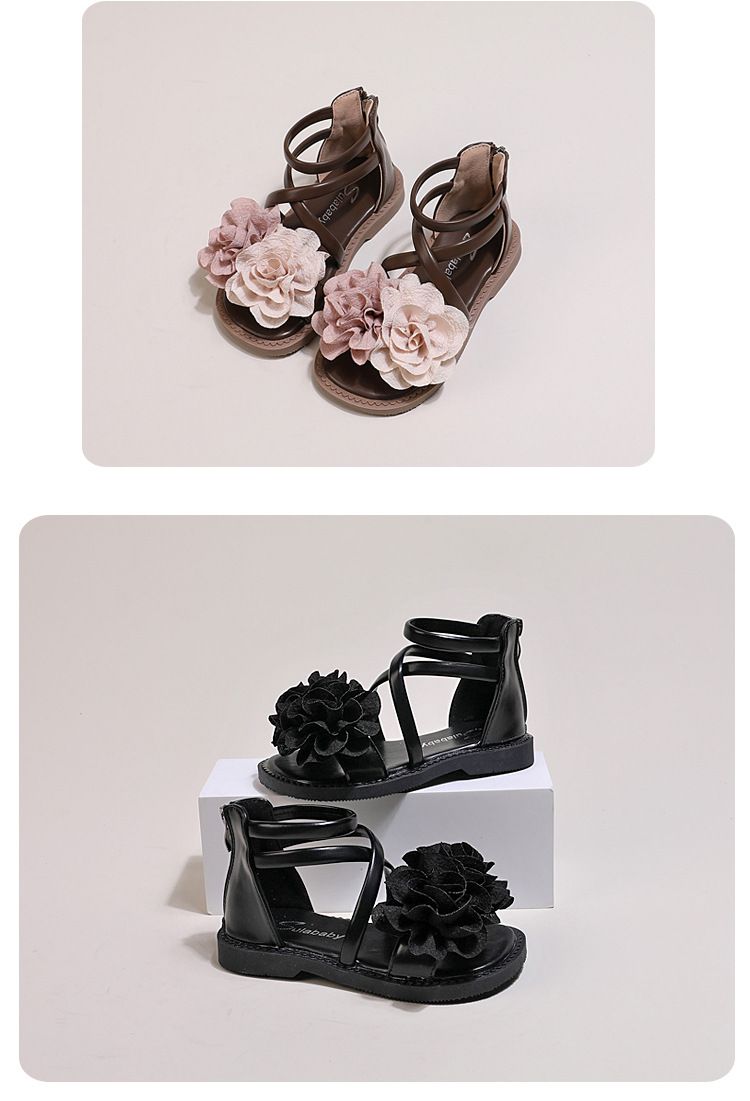 Sandale pentru fete transfrontaliere pentru mame și copii, vara 2024, pantofi noi pentru copii, prințesă cu flori, sandale romane pentru fetițe_voghion.com