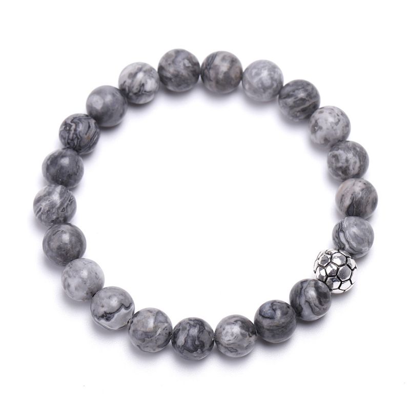 Charm-Armband Fußball-Legierung Holzmaserung Stein Tigerauge Stein Paar Armband Weißkiefer Karte Stein Weibliches Vulkanstein Armband_voghion.com