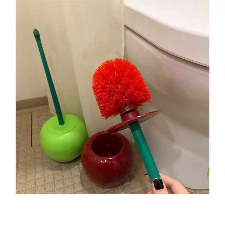 Set di scopino per WC creativo in plastica per la pulizia quotidiana con manico lungo e setole morbide Cherry Household_voghion.com