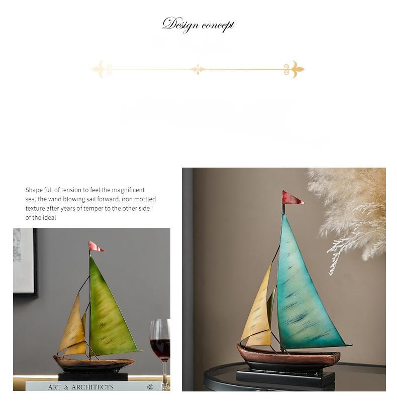 Minimalist Design Resin Smooth Sailing Sailboat Ornament Rack Living Room Decoration Wine Cabinet Decor_voghion.com